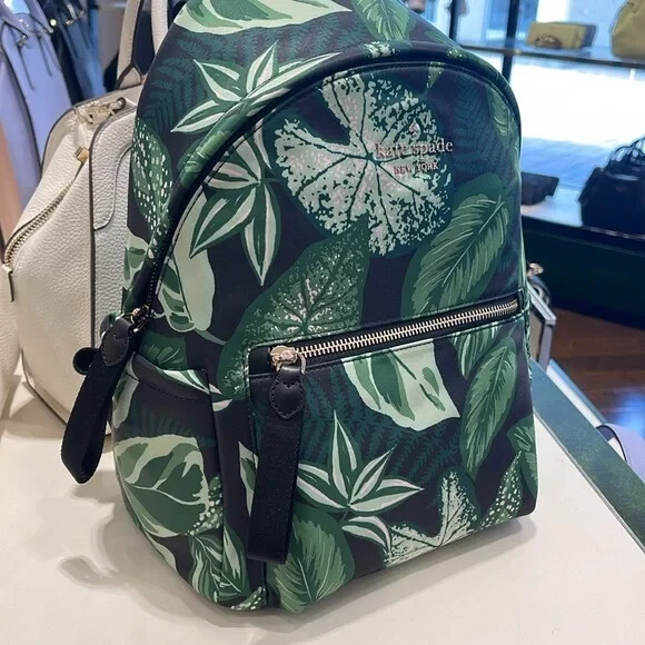 Kate Spade Chelsea Green Fern Foliage Medium Backpack KH414  display picture 3