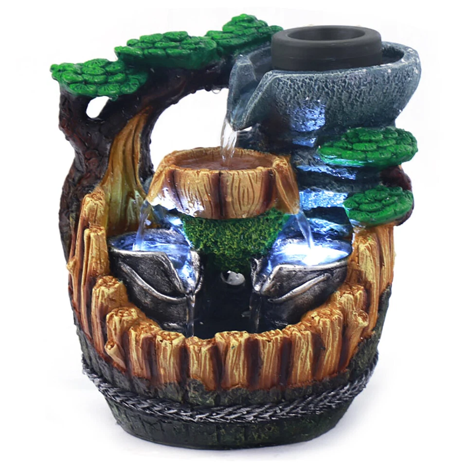 Zimmerbrunnen Innen Tischbrunnen Desktop Wasserfall mit LED Beleuchtung Brunnen - Bild 3 von 4