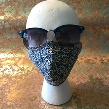 WOMEN'S BLUE, GREEN AND CREAM PATTERN COTTON BLEND FACE MASK OSFM