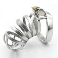 Stainless Steel Male Chastity Device Long Cage for Men Metal Locking Belt