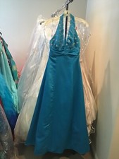 Roberta Halter prom formal Long cocktail satin blue dress Junior 5 women 4  NEW