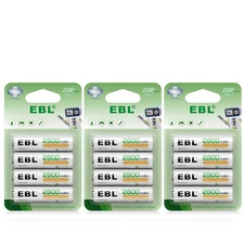 4/8Packs EBL  AA Batteries Rechargeable 1.2V 2800mAh Ni-MH AA Battery