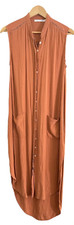Faithful The Brand Sleeveless Rust Brown Dress Long Shirt Button Down Size XS