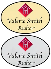 1 GOLD & 1 SILVER HOMESMART REALTY PERSONALIZED NAME BADGES SAFETY PIN FASTENER