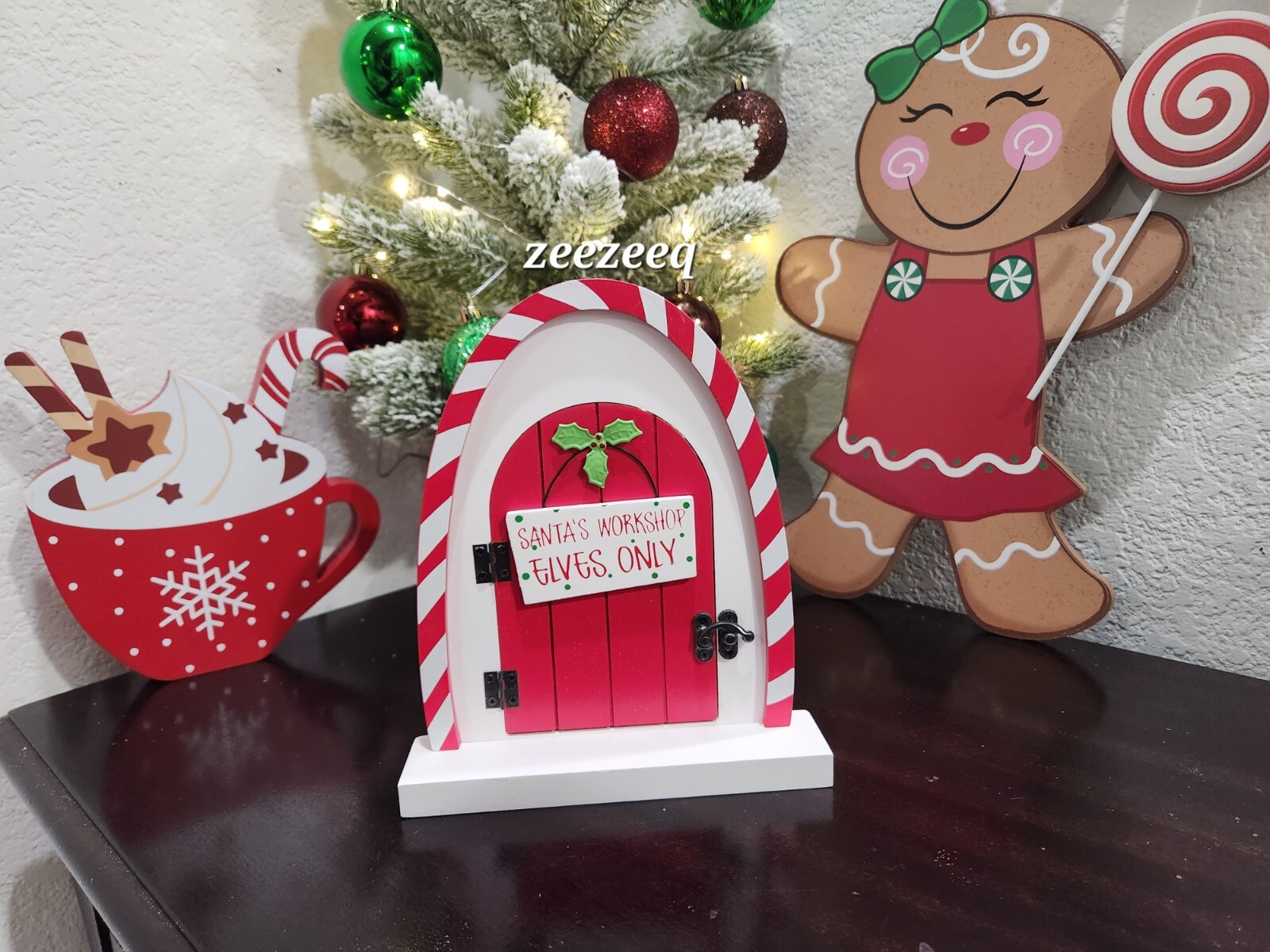 Christmas Gingerbread Elf Prop Santa Workshop Elves Hinged Door Sign 8. ...