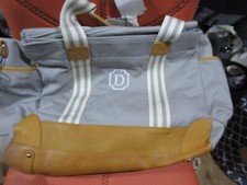 Pottery Barn Kids classic Harper canvas Diaper bag w pad gray mono D New