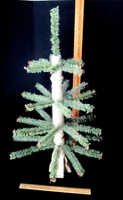 1990's Bottle Brush/ Faux Feather Christmas Tree on Center Turned Pillar 33 Limb