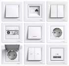 SCHNEIDER Asfora Schuko Steckdose Schalter Taster Dimmer Rahmen SAT TV Weiss