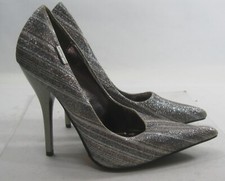 SILVER MULTI Glitter 4.5"High Stiletto Heel Pointy Toe Women Shoes Size  6