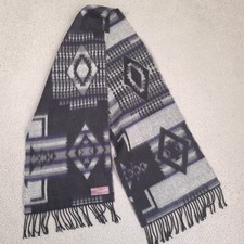 Better Than Cashmere Scarf Super Soft Acrylic Fringe Aztec Gray Black Blue