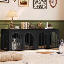 71" Dog Crate Furniture for 2 Dogs, Heavy Duty Indoor Dog Kennel TV Stand