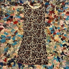 Zara Knit Sz M Leopard Print Dress Mini Sheath Sleeveless Stretch Zip Animal