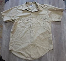 Pool Of Sherman Pool Press Tan Button Up Short Sleeve Shirt Men L-XL