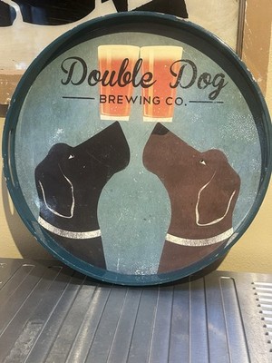 Rare Double Dog Brewing Company by Ryan Fowler Vintage Serving Tray 15'' Round