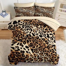 Nesker Comforter Set King Size, Cheetah Leopard Print Animal 7 Pcs Bedding for K