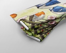 Birds on a branch Printed Cotton Fabric By The Yard