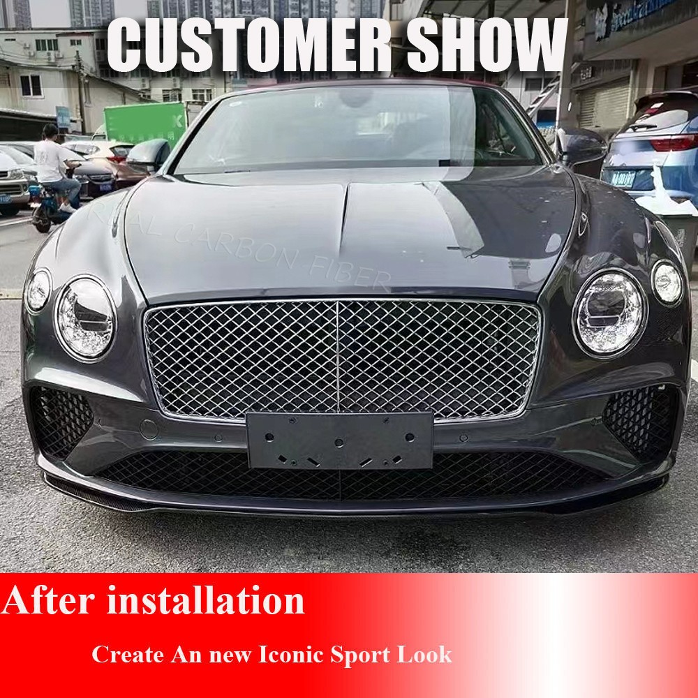 For Bentley Continental GT 2020-24 REAL CARBON Front Bumper Lip Spoiler Splitter