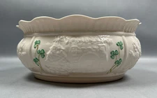 SHAMROCK~BELLEEK~9” Large Centerpiece Bowl~ Scallop Rim~Christmas Theme~Ireland