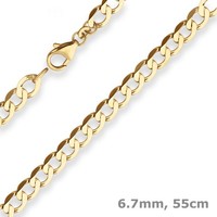 6,7Mm Panzerkette Weit Goldkette Collier Halskette Aus 585 Gold Gelbgold 55Cm