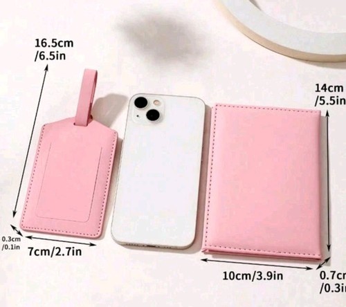 New Pink Passport Holder And Luggage Tag Label - Picture 2 of 3