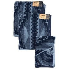 Wrangler Bath Hand Towels Plains Creek Blue Set Of 3 Pcs Aztec Southwestern