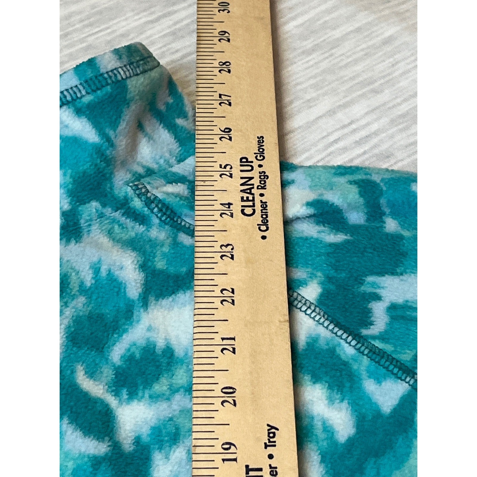 Eddie Bauer Womens XL Fleece Quarter Zip Pullover Teal White Abstract Pattern image 2