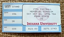 Penn State @ Indiana NCAA FOOTBALL TICKET STUB, Oct 26, 1996 Memorial Stadium