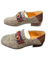 ‼️NEW IN BOX GUCCI Horsebit Herringbone Tweed & Leather Loafers GUCCI SIZE 6.5!