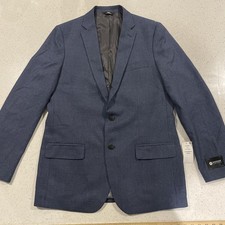 J.M HAGGAR Mens Solid Blue Stretch Sz 42L Slim Jacket Blazer Sport Coat NWT