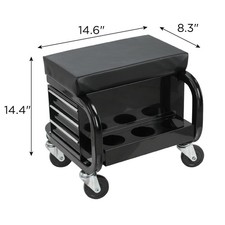 Rolling Creeper Garage Shop Seat With Three Built-in Drawers, Rolling Tool Chest