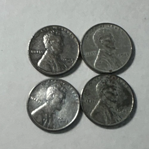 1943 Lincoln Wheat Steel Small Cent Lot of 4