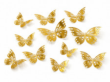 12PCS 3D Gold Butterfly Wall Stickers Metallic DIY Home Room Decor Decals