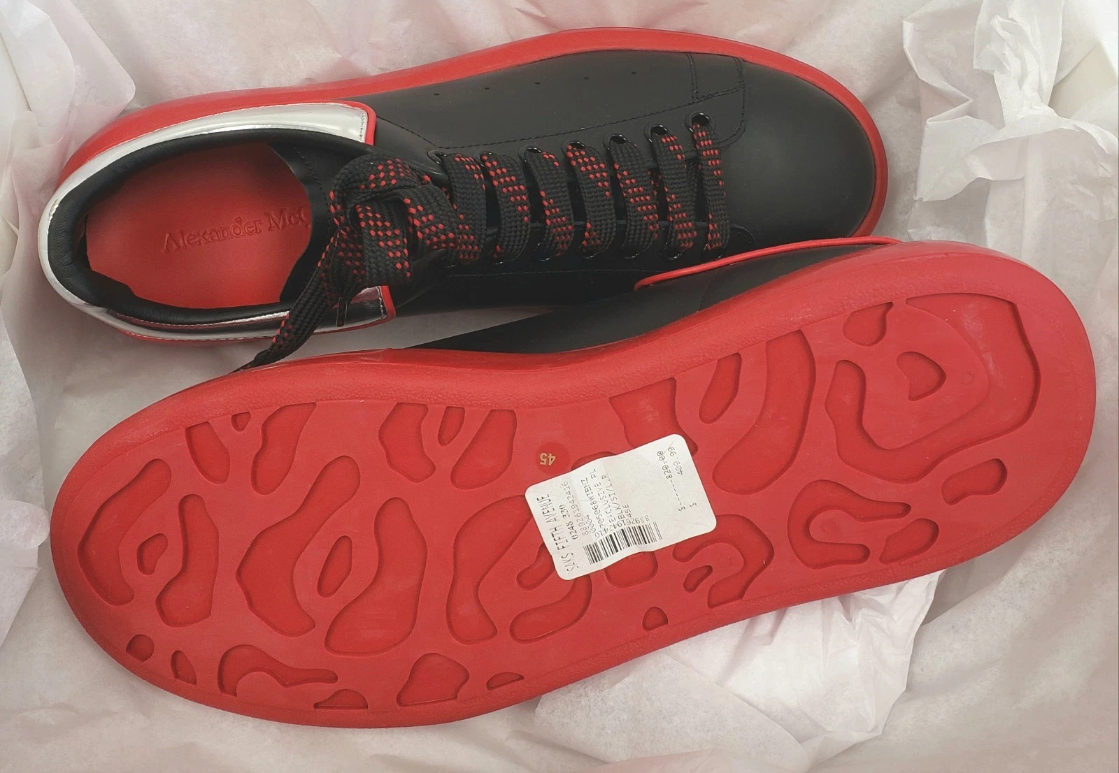 Alexander Mcqueen Larry sneakers uomo oversize pelle nera taglia 45 D US 12