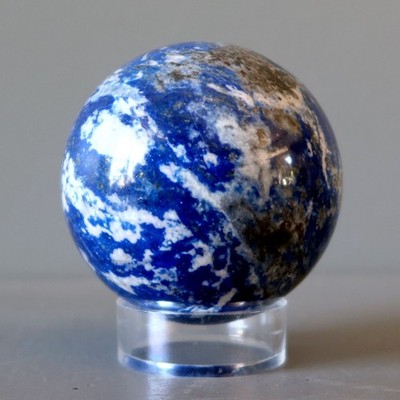 Lapis Lazuli Sphere Blue White Mosaic Crystal Ball Calcite Pyrite Deluxe Stone