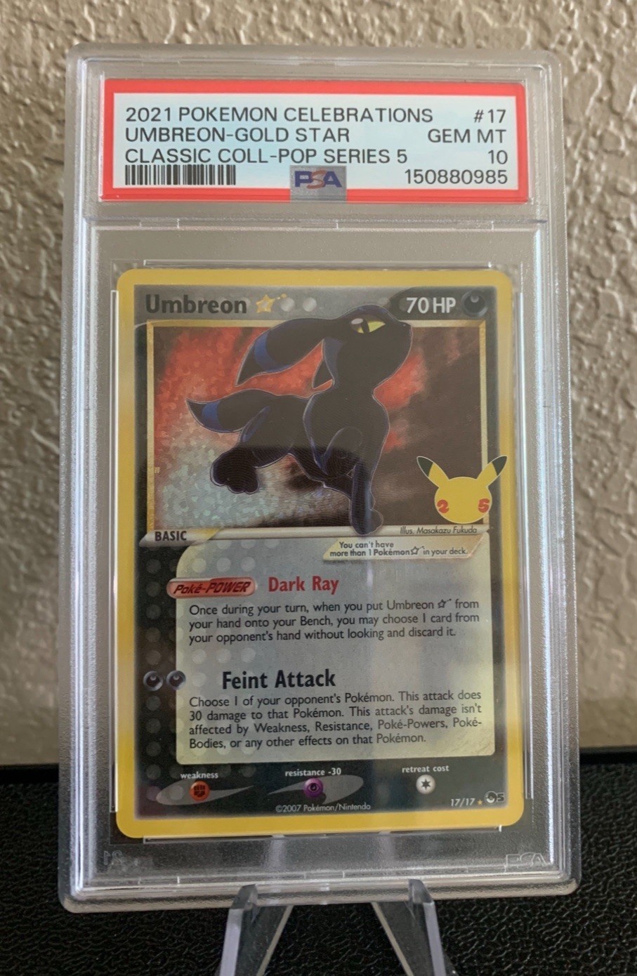 Pokemon TCG: 2021 Celebrations Umbreon-Gold Star #17 PSA 10