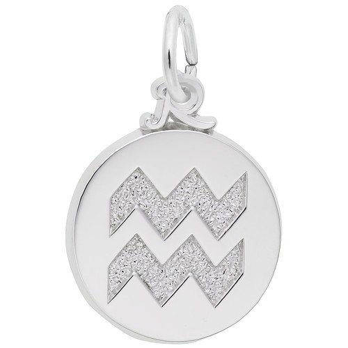 Sterling Silver Aquarius Charm - 14mm x 14mm
