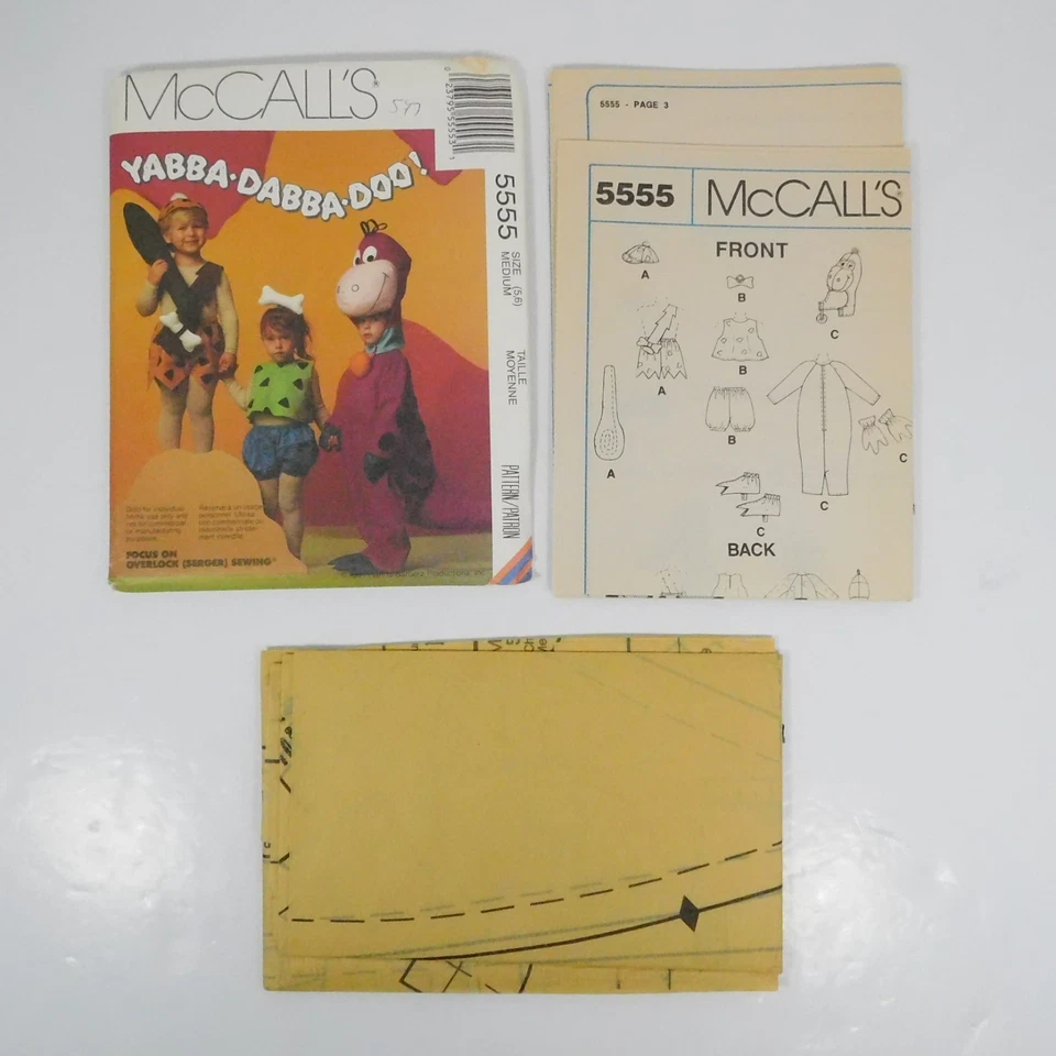 McCalls 5555 Childrens BamBam Pebbles Dino Costume Pattern Size 5-6 Uncut - Image 2 of 4
