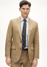 J CREW Mens Large Ludlow 2-Button Unstructured Blazer Khaki Tan Cotton Twill