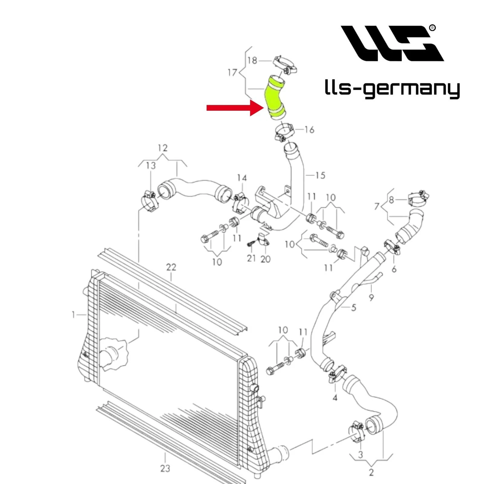 Ladeluftschlauch für AUDI SEAT SKODA VW 1.6TDI 2.0TDI 1K0145838AH 1K0145838AF - Bild 3 von 3