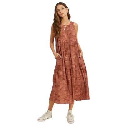 Thread & Seed Abbot Kinney Stroll Midi Dress S/M Flowy Tiered Bohemian