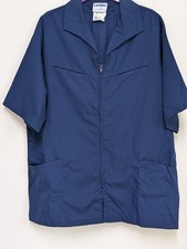 Men's Landau Short Sleeve Lab Jacket  1140, Sz. 48, Color Navy, Zip Front,New 