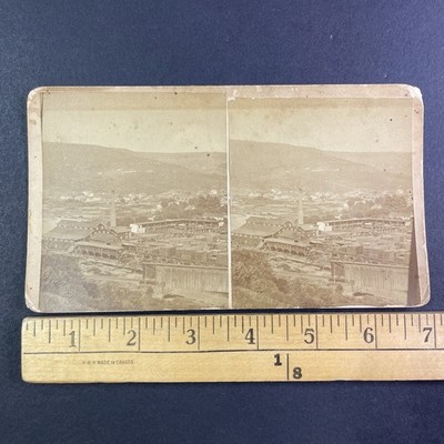 Industrial Mill Stereoview Quincy Illinois 1870s Flat Mount Antique