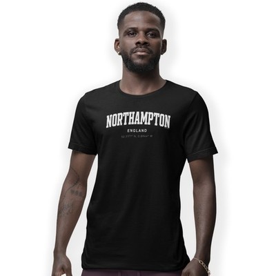 Northampton T-Shirt Varsity Style Print With Coordinates Hand Printed