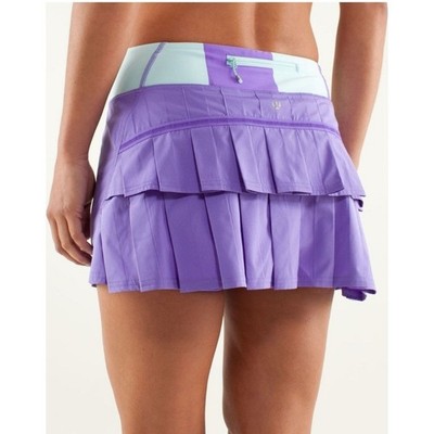 Lululemon Run Pace Setter Skirt RARE 4T Power   Purple   Bold Stripe Pleated