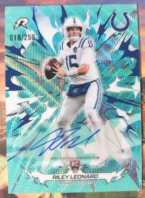 RILEY LEONARD 2025 TOPPS RESURGENCE AQUA ROOKIE AUTO /250 #138 COLTS Q5849