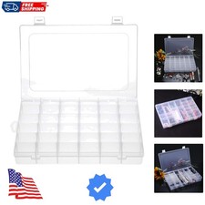 36 Grids Clear Plastic Jewelry Box Organizer Storage Container with Removable...