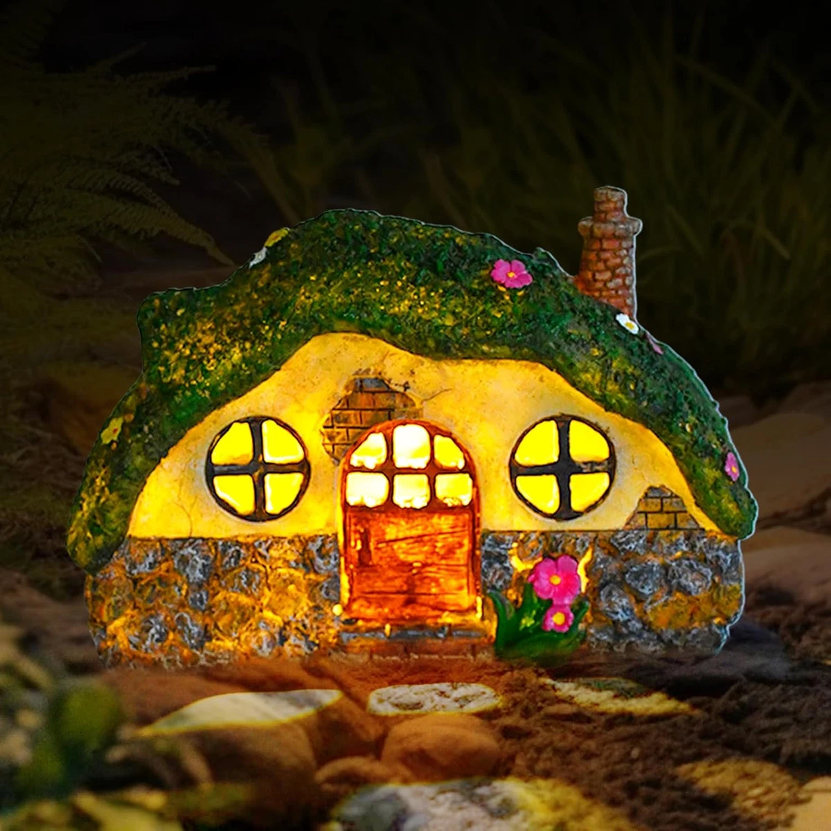 Pzuryhg Casa De Hadas Para árbol Con Puerta Y Ventana | Decoración Miniatura De Jardín, Resina Resistente Para Exteriores, Regalo Infantil