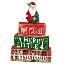 4 Pcs Christmas Table Sign Christmas Wooden Decorative Signage Santa Claus