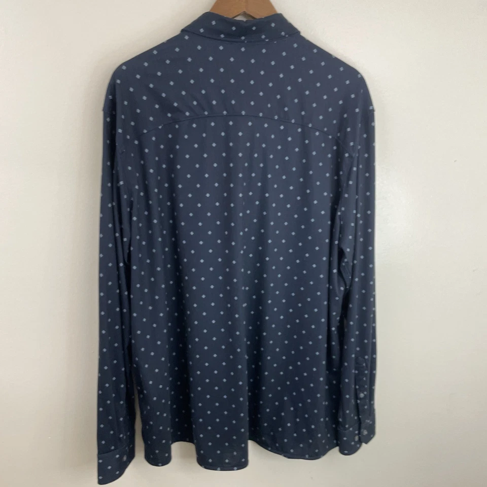 Mercer + Mettle Shirt Mens 2XL Dark Blue Printed Long Sleeve Button Very Soft - Image 2 of 4
