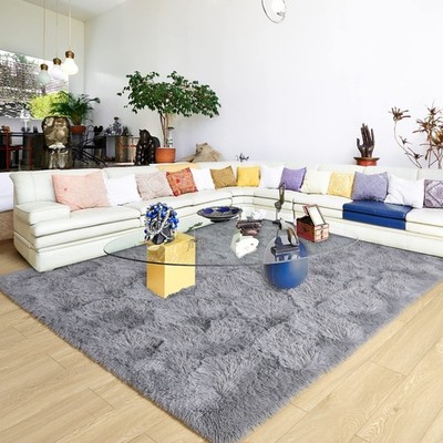 Ultra Soft Grey Rugs for Bedroom 5x8 Feet, Fluffy Shag Area Rugs for Living R...